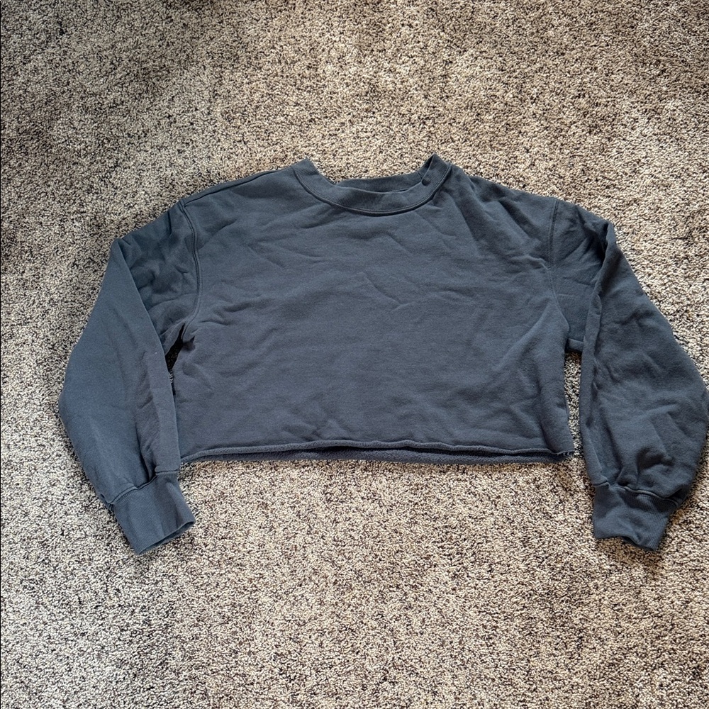 Divided Cropped Crewneck Sweatshirt - Charcoal